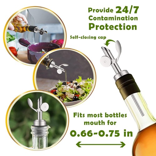 4 Pcs Stainless Steel Bottle Pourers,Self Closing Olive Oil Dispenser Spout9412 - Bild 3 von 7