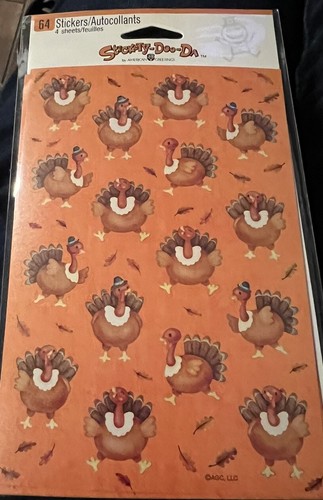 VTG Turkey Stickety-Doo-Da American Greetings Thanksgiving Turkey 4 Sheets