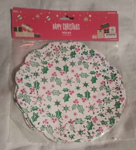 NUEVO Lote de 2 tapetes de encaje de papel redondos grandes de Navidad de 8,5" X 16 = 32 ct NAVIDAD - Imagen 2 de 2