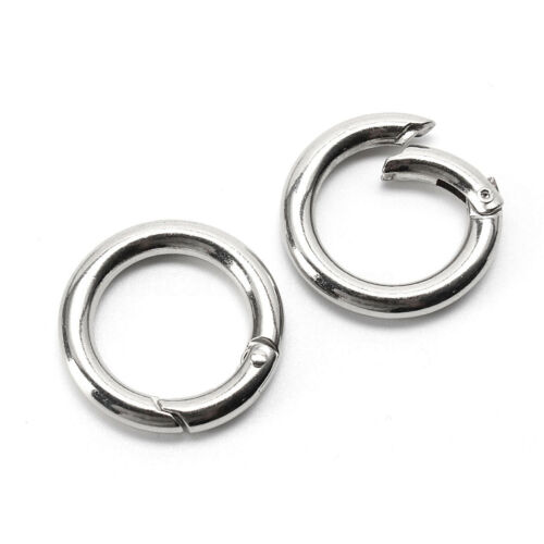5 ~ 20X Mini Silber Kreis Rund Karabiner Feder Druckknopf Clip Haken Schlüsselanhänger Wandern - Bild 3 von 6
