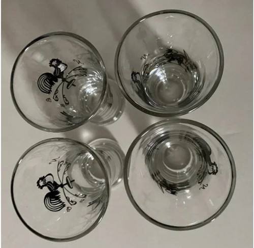 Vintage 1960’s Libby’s Set Of 4 Double Shot Glasses. Rooster/Weathervane - Picture 5 of 6