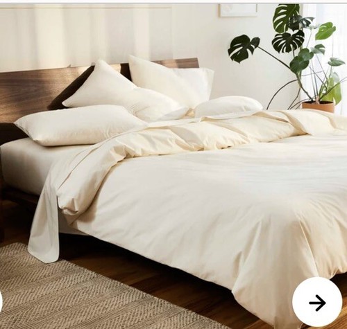 Brooklinen Classic Percale Flat Sheet Queen Solid Cream 92”x 104” 270 TC