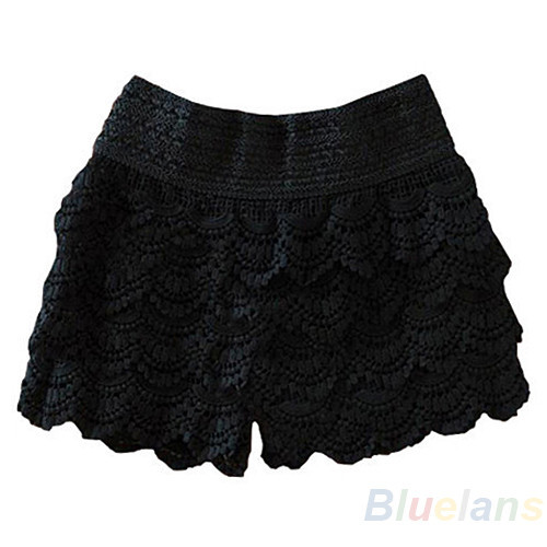 Sweet Lace Embroidery Mini Tiered Short Skirt Under Safety Pants Shorts BD4U - Bild 2 von 3