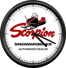Scorpion Snowmobiles Authorized Dealer Winter Ski Machine Sign Wall Clock