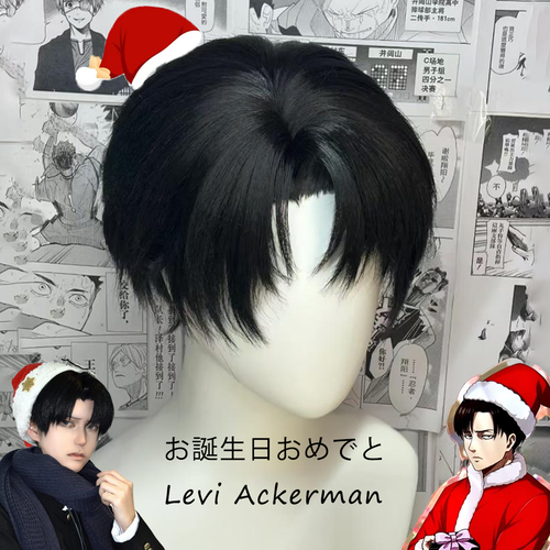Peluca Toupee Attack on Titan Cosplay Peluca Levi Ackerman Pelo Corto Periwig A - Imagen 6 de 11
