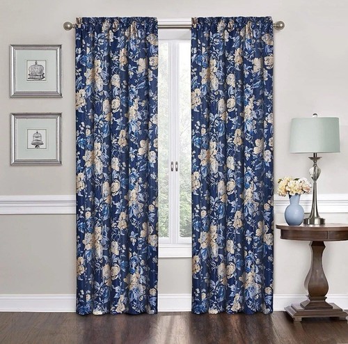 Waverly Traditions Forever Yours Floral Rod 52"W x 84"L (Pack of 1), Indigo  - Picture 1 of 3
