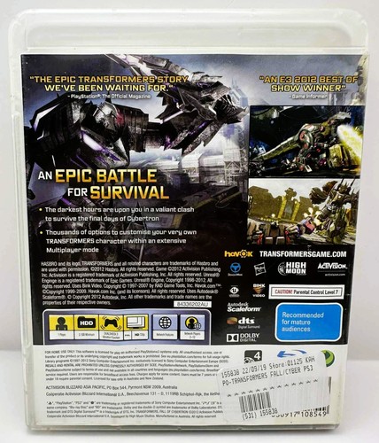 Transformers Fall of Cybertron Playstation 3 PS3 Game Complete with Manual CIB - Picture 3 of 3