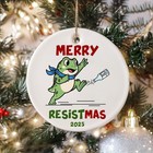 Funny Portland Frog Abolish ICE Merry Resistmas 2025 Christmas Decor Ornament