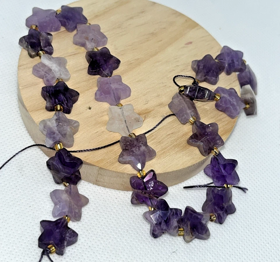Amethyst Perlen Stern facettiert Loch 27Stück 13 mm Edelstein Heilstein Kristall - Bild 4 von 4