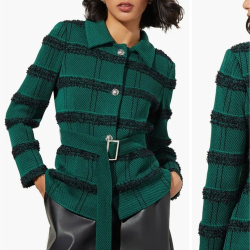 NEU Damen Ming Wing Heritage Fit grün schwarz Sakko Large Blazer Tweed - Bild 1 von 9