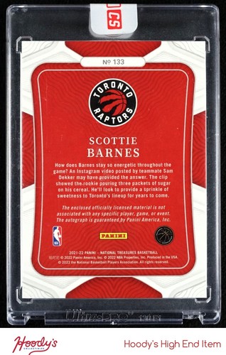 2021-22 National Treasures 75th Scottie Barnes TRUE RPA Rookie PATCH AUTO RC /75 - Picture 2 of 2