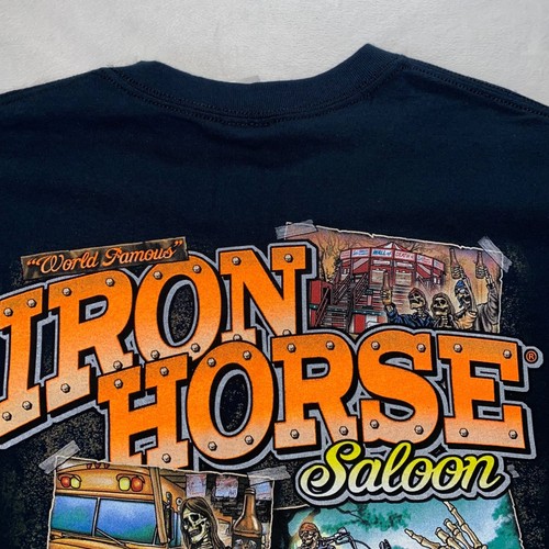 Iron Horse Saloon Shirt Fits Medium Biker Pocket Tee Skull Graphic Ormond Beach - Bild 12 von 15