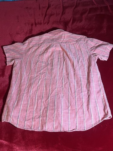 Marine Layer Shirt Mens La Coral Red Pink Short Sleeve Selvage Cotton Vertical - Picture 9 of 17