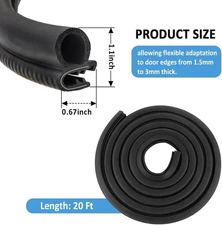 20Ft Car Door Seal Strip,U-Shaped Automotive Weather Stripping Rubber Seal Strip