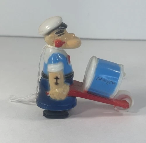 Vtg Popeye Ramp Walker Toy 50’s Spinach Wheelbarrow Marx KFS Figure Hong Kong