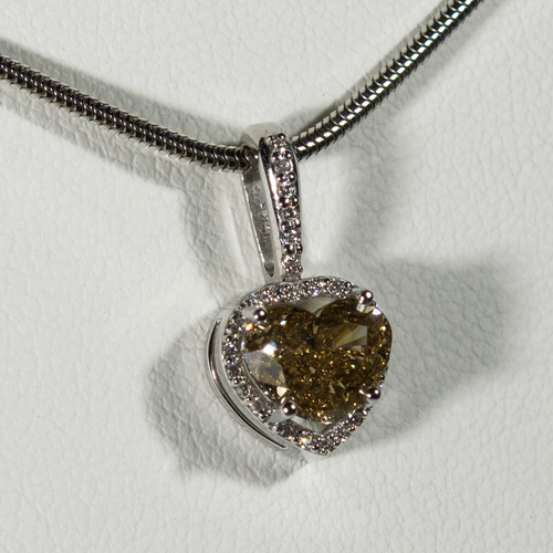 GIA 1.59ct Natural Diamond Heart Cut Solitaire 14k Gold Halo Pendant 1.72ctw - Picture 10 of 18