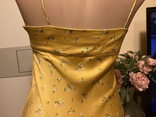 BEC + BRIDGES Slip Dress Yellow With Florals 100% Silk Size 8 - Picture 10 of 13