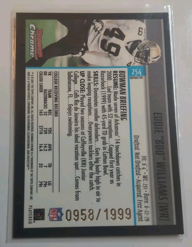 2001 Bowman Chrome - Rookie rifrattore Kenny Smith # ***/1999 - Foto 2 di 2