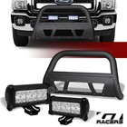 For 11-16 Ford F250/F350 Matte Blk Studded Mesh Bull Bar+36W CREE LED Fog Lights