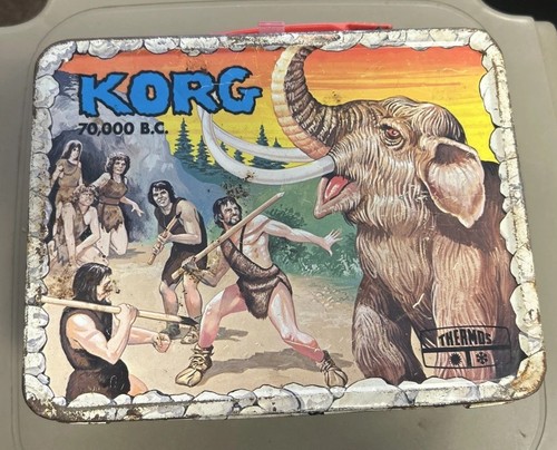 VTG 1975 Korg 70,000 B.C.Hanna Barbera T.V. Show King Seely Nur Lunchbox aus Metall
