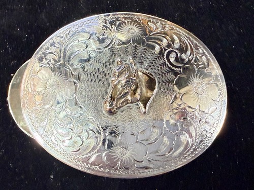 Hebilla de cinturón grande SSS cabeza de caballo semental Mustang de colección esterlina y níquel - Imagen 13 de 19