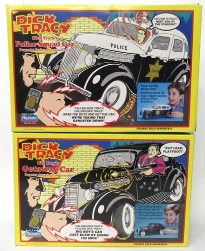 New Sealed Playmates Dick Tracys Police Squad Car & Big Boys Getaway Car 1990
