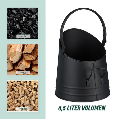 Kohleneimer Pelletbehälter Kohlenschütte Kohlekorb Kamineimer Briketteimer 6,5 l - Bild 3 von 7