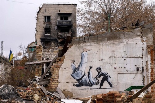 Stamp in the frame PTN PNH! Putin Go FCK Yourself Banksy Ukrposhta Ukraine 2023 - Picture 18 of 22