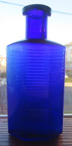 Nice Cobalt Blue Hexagonal Ribbed Poison Bottle 4 1/8 Inch Carr-Lowery Baltimore - Picture 4 of 8