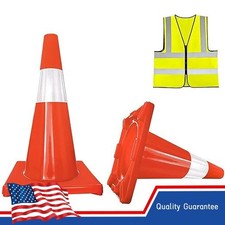 36" Orange Traffic Cones (2-Pack)  Reflective Collar  PVC  Driving/Parking