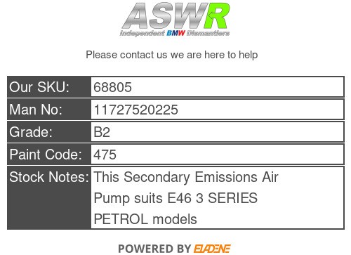 BMW E46 3 SERIES PETROL Secondary Emissions Air Pump 11727520225 - Picture 6 of 10