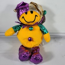 Sugar Loaf Smiley Face Jester/Joker Plush. Vintage Purple Green NEW