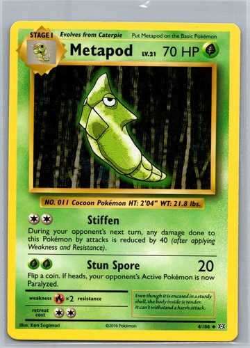 Pokemon Metapod- 4/108 - Non-Holo - XY Evolutions - Near Mint 3 Lot