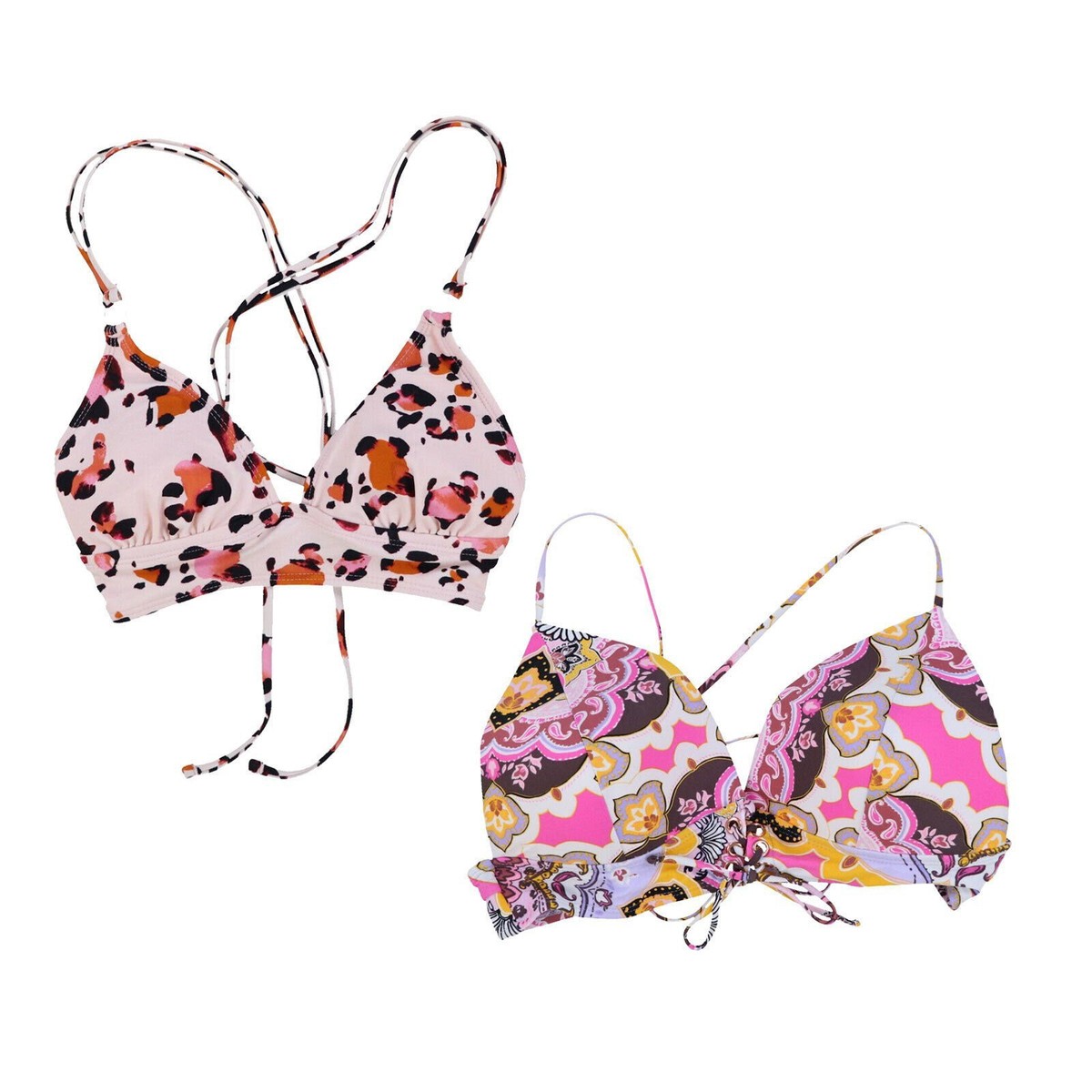 Hula Honey Women's Lace Back Bikini Swim Bathing Suit Top Swimsuit Xs Xl New