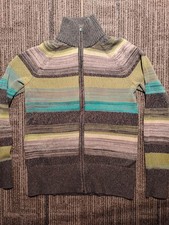 Eddie Bauer Tight-knit Mock Neck Full Zip Sweater Women's Medium Colorful