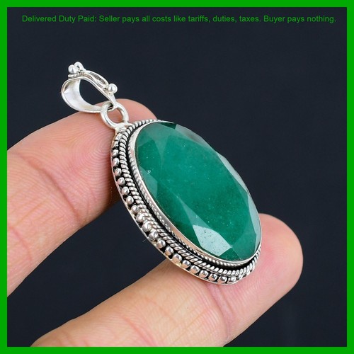 Cyber Monday Deal sambischer Smaragd Stein Sterlingsilber Frau Geschenk Anhänger Schmuck - Bild 4 von 6