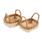  2pcs Mini Raffia Grass Baskets With Handles Handwoven Braided Flower Baskets