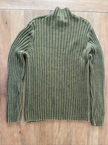 Vintage Express Cable Knit Sweater Men’s Medium Green Fisherman Chunky Mock Neck - Picture 2 of 5