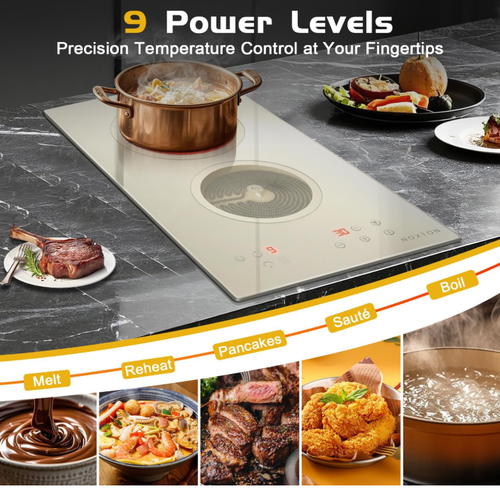 2 Burners Electric Cooktop, 12 inch Beige-gray Glass Radiant Electric Stove Top, - Picture 5 of 6