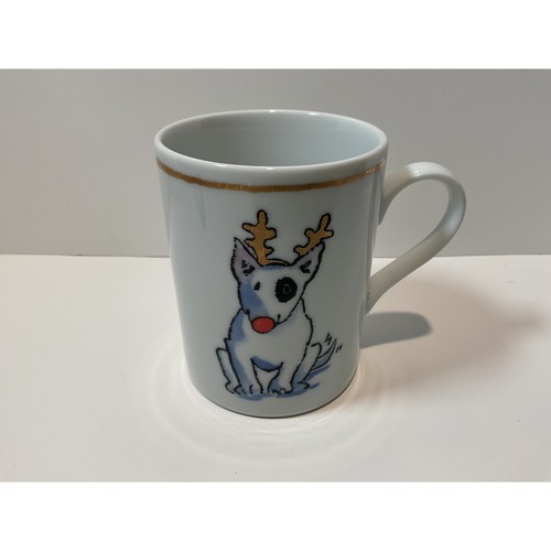 Williams Sonoma Hund Rentier Weihnachten Becher Tasse Goldrand Made in Japan - Bild 1 von 6