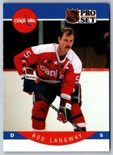 1990 Pro Set Rod Langway #314 Washington Capitals Hockey Card