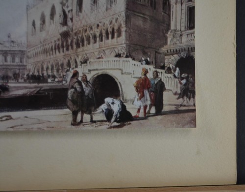 Antique Water Color Art Print The Doge's Palace Venice R.P. Bonington 1931 - Imagen 3 de 6
