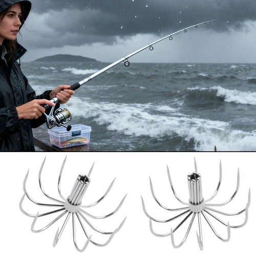 10x Angeln Schirmhaken Tintenfisch Groß Haken Anti Meerwasser Multi Kralle Versiegelt Haken - Bild 8 von 15