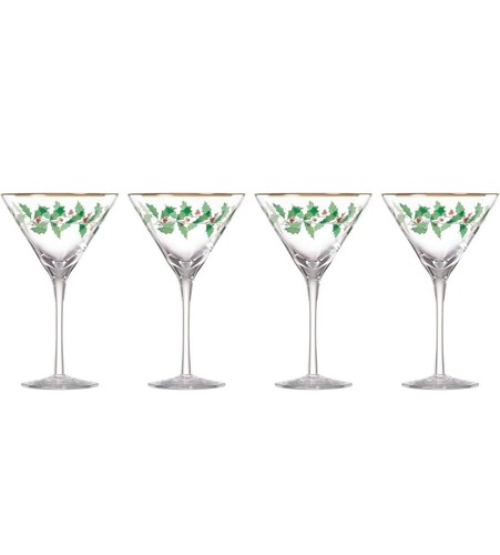 Lenox Holiday Martini Glas 4er Set ~ Neu im Karton Holly Berry - Bild 1 von 5