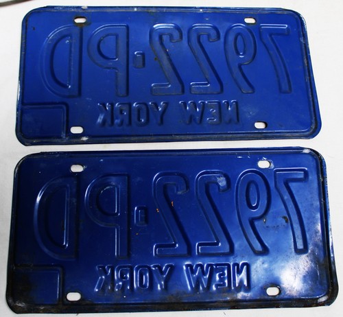 NEW YORK STATE LICENSE PLATES MATCHING SET OF TWO 7922-PD VINTAGE 1966-1974 - Afbeelding 3 van 3