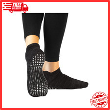 Yoga Grip Socks Non Slip Barre Ballet Pilates Athletic Socks for Men Women Black