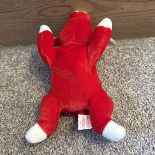 TY Beanie Baby/Babys im Ruhestand neu mit Etikett schnauben das rot-weiße Schwein - Bild 3 von 3