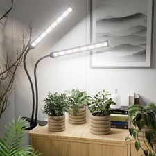 110V LED Grow Light White Full Spectrum Clip Plant Growing Lamp Plug and Play