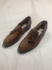 Vintage Authentic Gucci Brown Leather Tassel Loafers Shoes [Mens 10] Pre-Owned