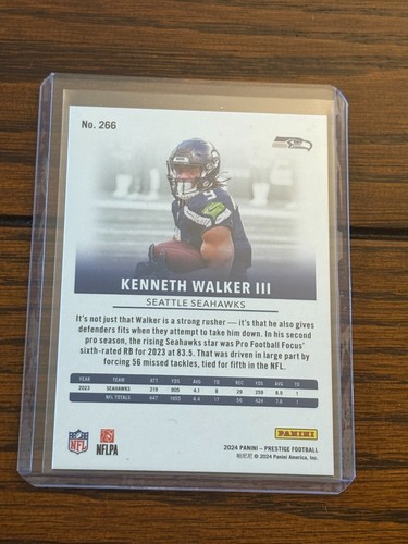 Kenneth Walker III 068/299 2024 Prestige Blue Xtra Points #266 Seahawks - Picture 2 of 2